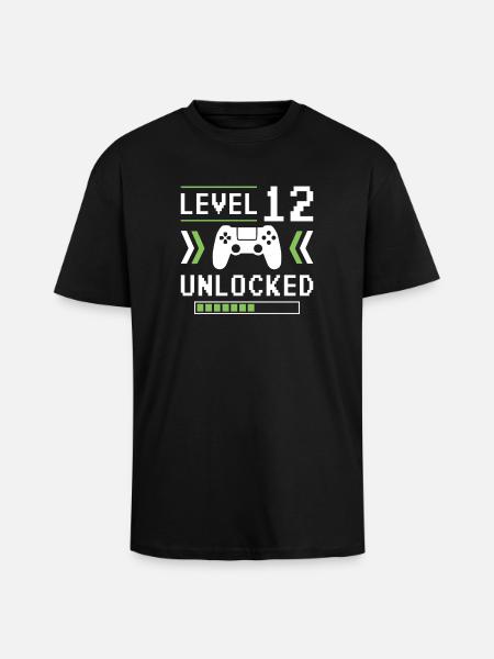 12th Birthday Level 12 unlocked - Unisex Oversized Heavyweight T-shirt - black