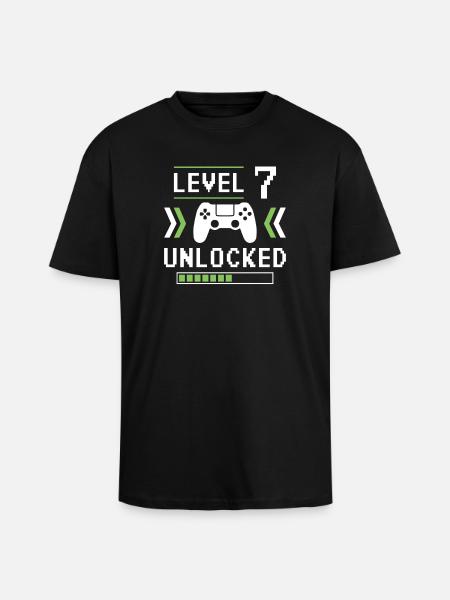 Level 7 Unlocked - Unisex Oversized Heavyweight T-shirt - black