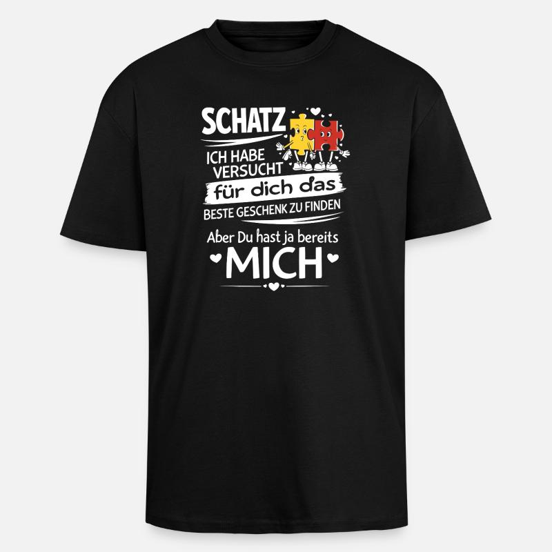 Schatz Geschenk Spruch Puzzleherz - Oversized Heavyweight Unisex T-Shirt - Schwarz