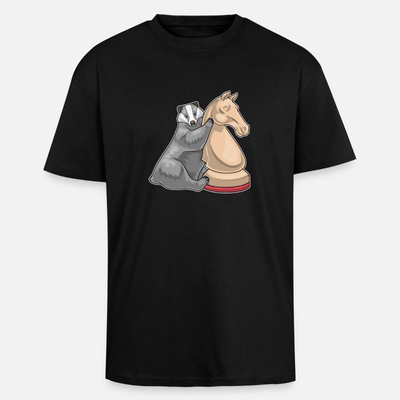 Dachs Schachfigur Springer Schach - Oversized Heavyweight Unisex T-Shirt - Schwarz