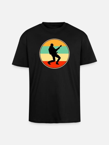 Retro Guitarist Rock Star Sunset Silhouette - Unisex Oversized Heavyweight T-shirt - black