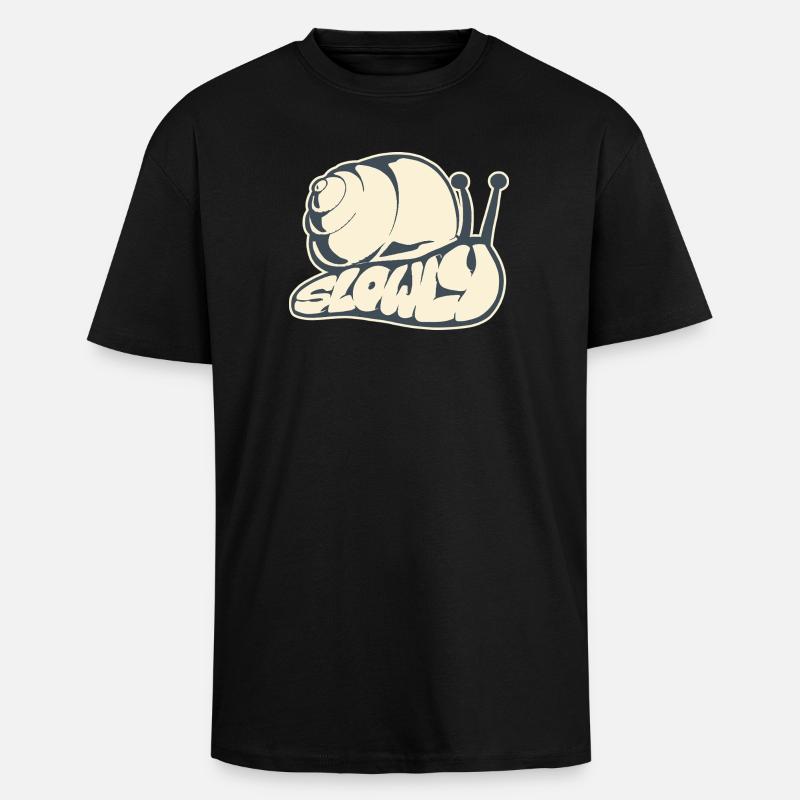 Langsam, gezeichnetes Wort (V2) - Oversized Heavyweight Unisex T-Shirt - Schwarz