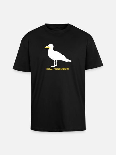 Local Food Expert Seagull - White - Unisex Oversized Heavyweight T-shirt - black