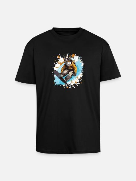 Husky Hund Snowboard - Oversized Heavyweight Unisex T-Shirt - Schwarz