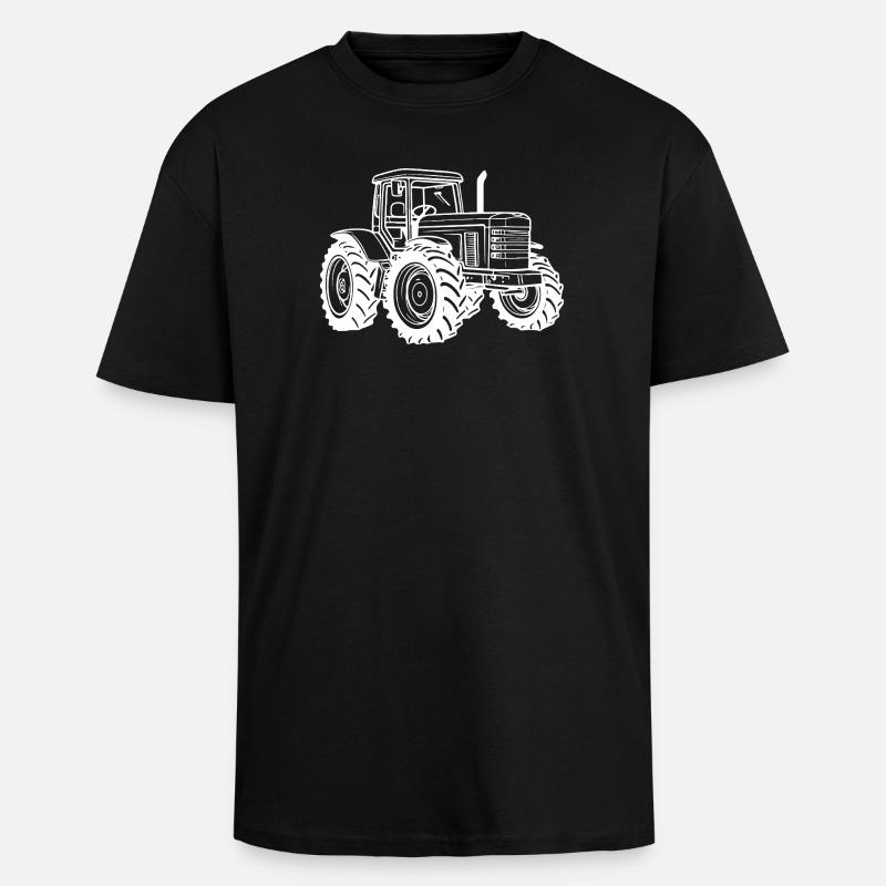 Traktor Symbol Bauer - Oversized Heavyweight Unisex T-Shirt - Schwarz
