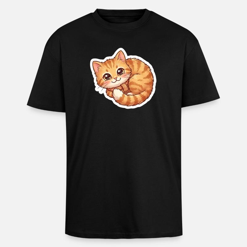 Écharpe douillette orange pour chat - T-shirt unisexe oversize épais - noir