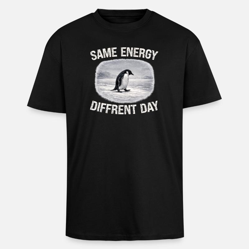Same Energy Diffrent Day - Unisex Oversized Heavyweight T-shirt - black