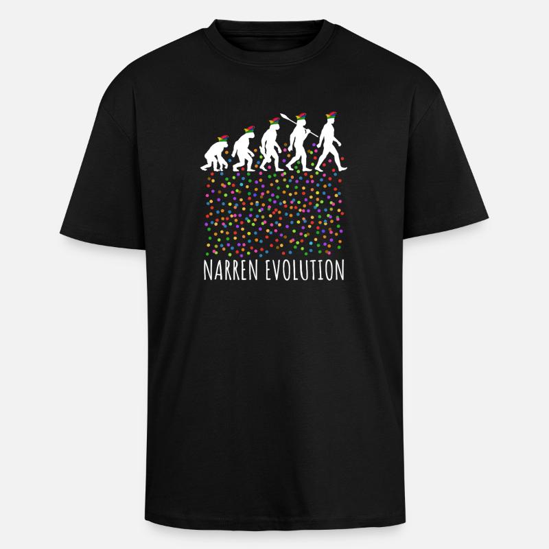 Narren Evolution | Homo Karnevalis | Fastnacht - Oversized Heavyweight Unisex T-Shirt - Schwarz