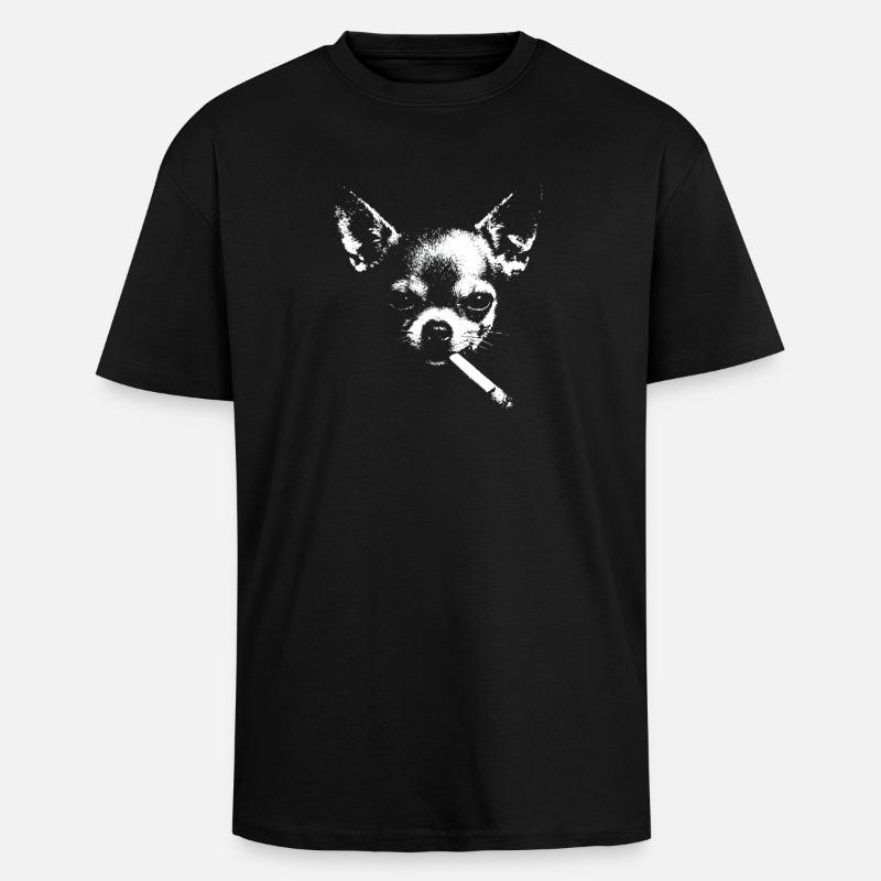 Chihuahua Noir mit Zigarette - Oversized Heavyweight Unisex T-Shirt - Schwarz