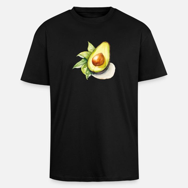 Illustration aquarelle avec avocat - T-shirt unisexe oversize épais - noir