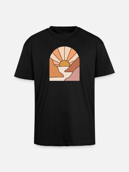 Sunlit Canyon Path - Unisex Oversized Heavyweight T-shirt - black