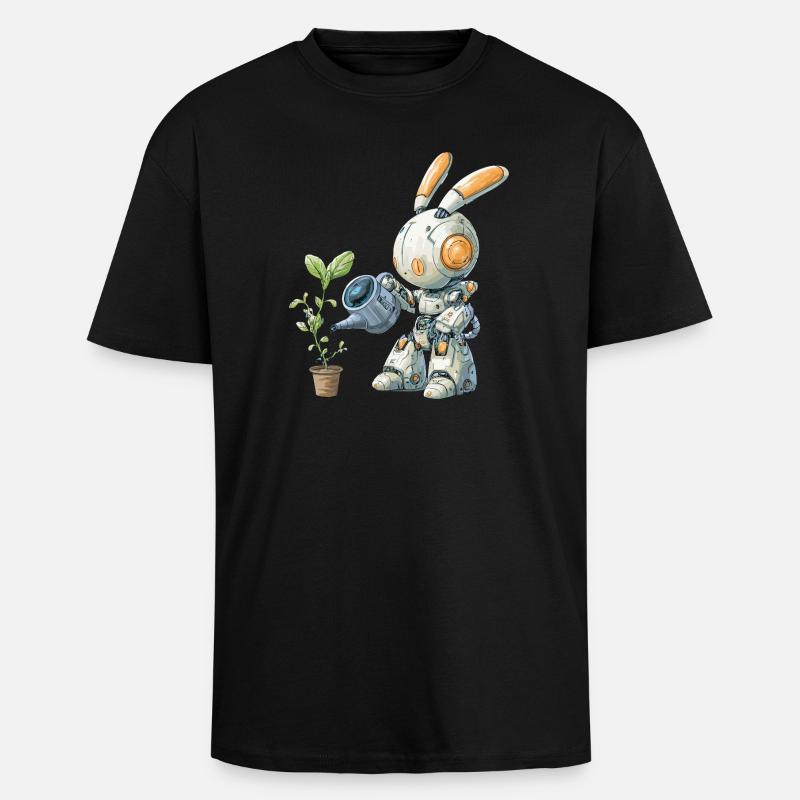 Usine d’arrosage pour lapins robots - T-shirt unisexe oversize épais - noir