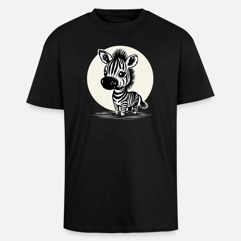 Zèbre mignon – Motif d’animal mignon - T-shirt unisexe oversize épais - noir