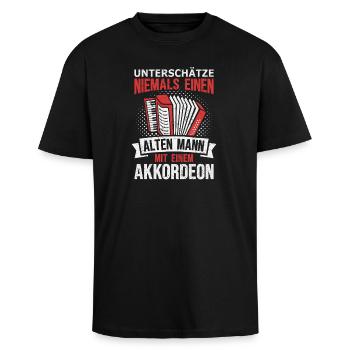Accordéon Accordéon Old Man Harmonica - T-shirt unisexe oversize épais - noir - Devant - Alina (178cm) & Michal (187cm)