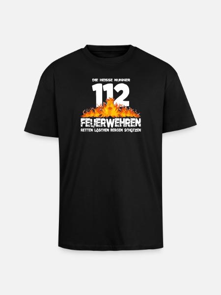 Pompiers 112 le numéro chaud - T-shirt unisexe oversize épais - noir
