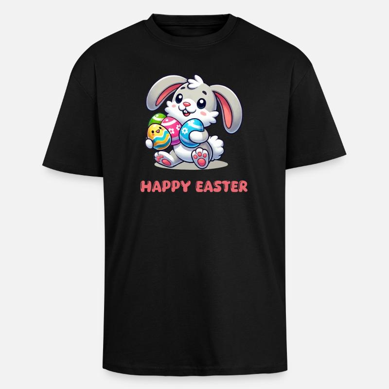 Bunny Easter Bunny Comic - Unisex Oversized Heavyweight T-shirt - black
