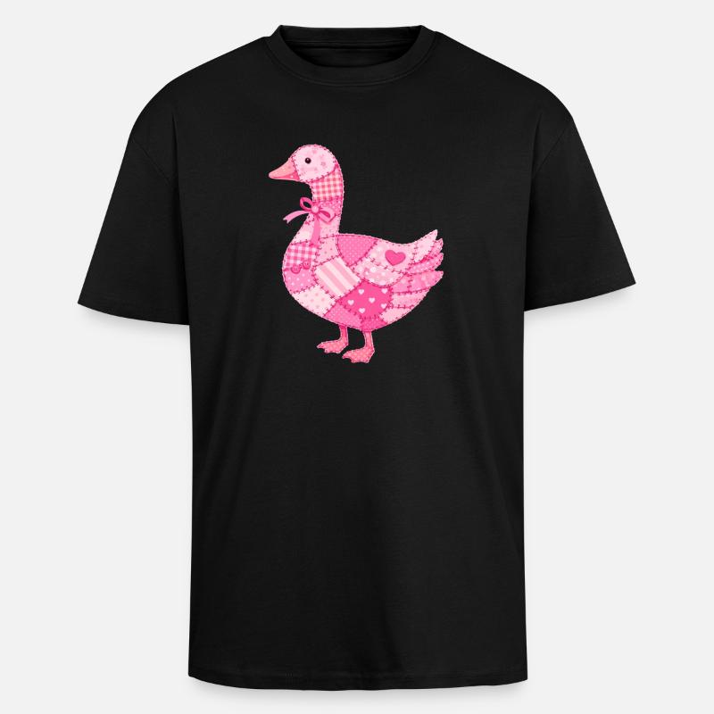 Canard Rose Patchwork - T-shirt unisexe oversize épais - noir