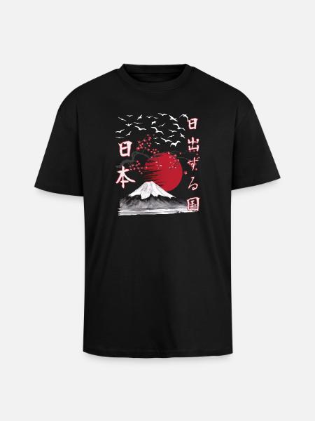Japan Vintage Land of the Rising Sun - Unisex Oversized Heavyweight T-shirt - black