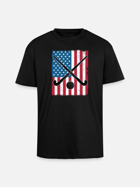 Field Hockey USA Flagge - Oversized Heavyweight Unisex T-Shirt - Schwarz
