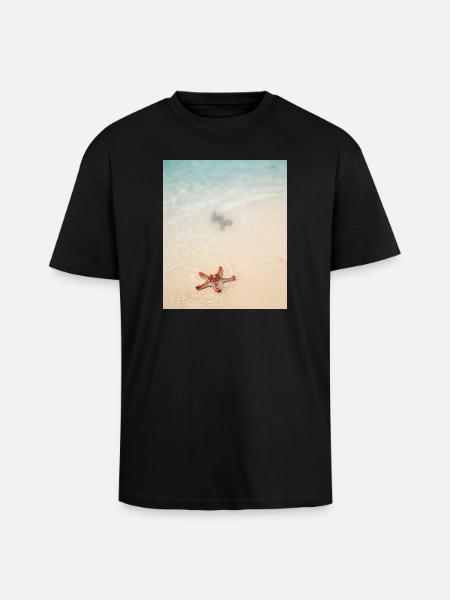 Liebe am Strand und Seesterne - Oversized Heavyweight Unisex T-Shirt - Schwarz