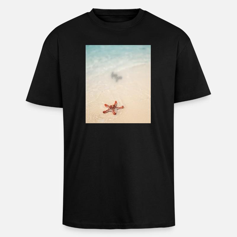 Liebe am Strand und Seesterne - Oversized Heavyweight Unisex T-Shirt - Schwarz