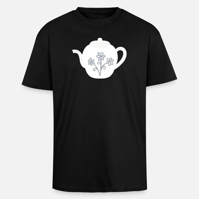 Floraison florale de théière - T-shirt unisexe oversize épais - noir