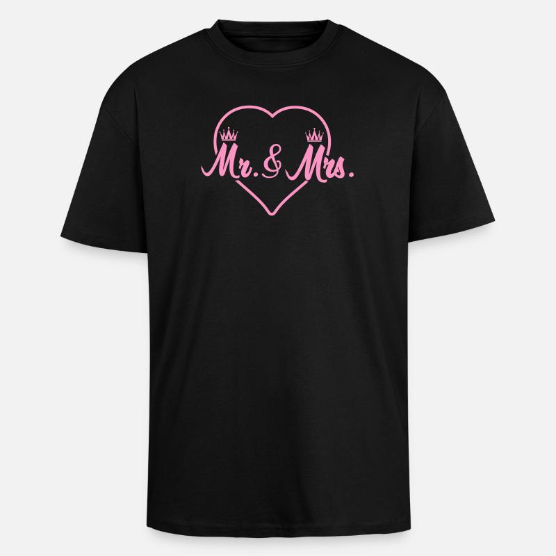 HerzKronen Mr & Mrs Design - Oversized Heavyweight Unisex T-Shirt - Schwarz