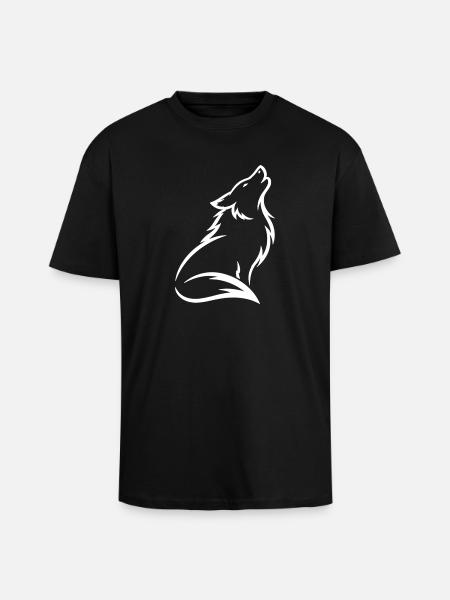 Howling Wolf Silhouette – Mystical Wild Animal - Unisex Oversized Heavyweight T-shirt - black