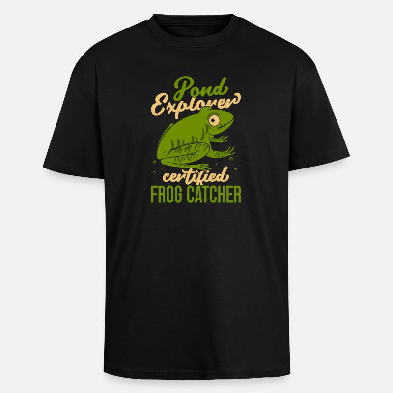 Frog Catcher Pond Explorer Certifierad groda - Tjock Oversized T-shirt - svart