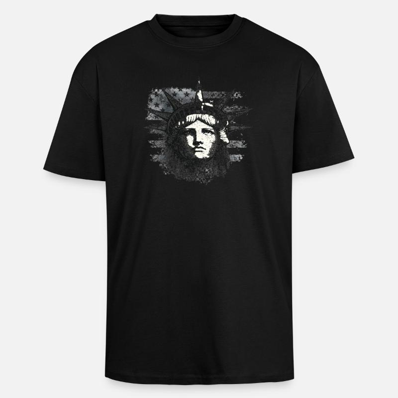 Freiheitsstatue mit US-Flagge - Oversized Heavyweight Unisex T-Shirt - Schwarz