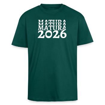 Matura 2026 Certificat de fin de scolarité Gymnase - T-shirt unisexe oversize épais - hunter green - Devant - Alina (178cm) & Michal (187cm)
