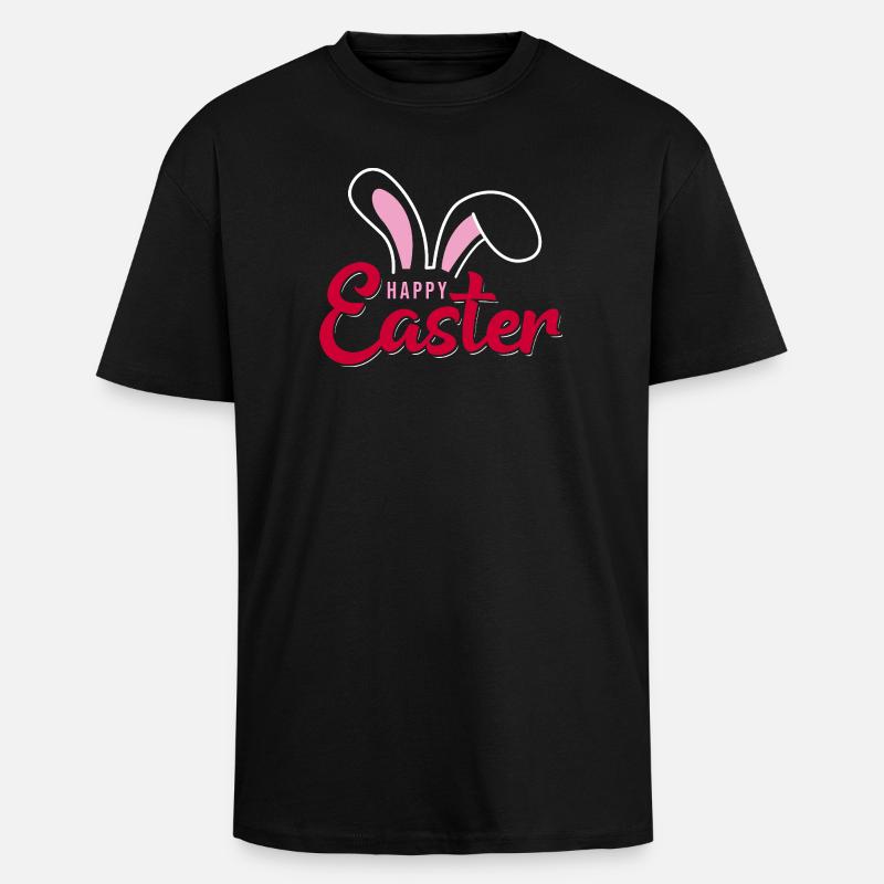 Happy Easter Bunny Scripture - Unisex Oversized Heavyweight T-shirt - black