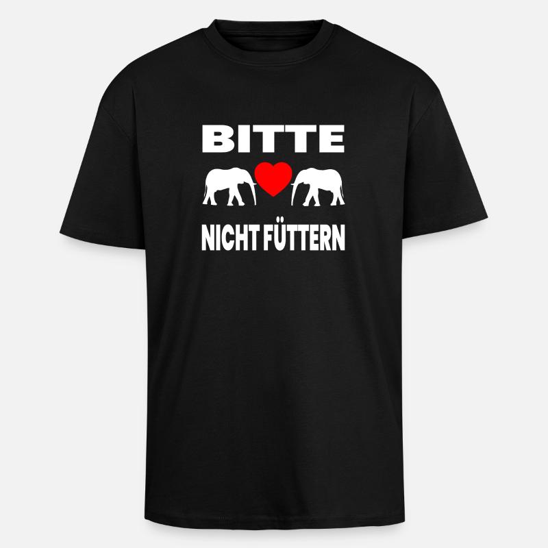 Elefanten - Oversized Heavyweight Unisex T-Shirt - Schwarz