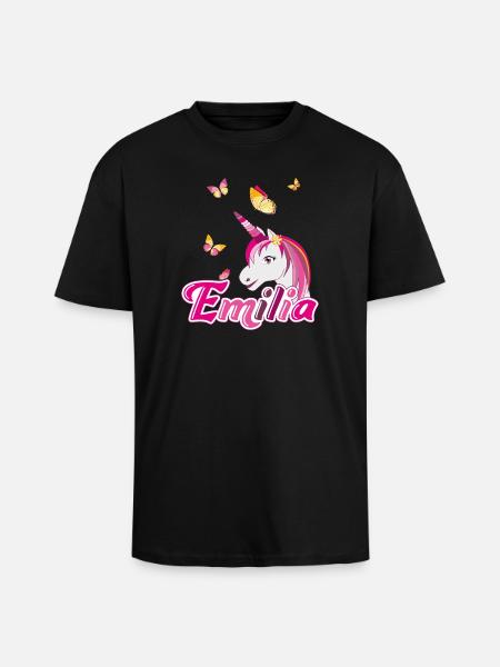 Emilia, maiden name, favorite name - Unisex Oversized Heavyweight T-shirt - black