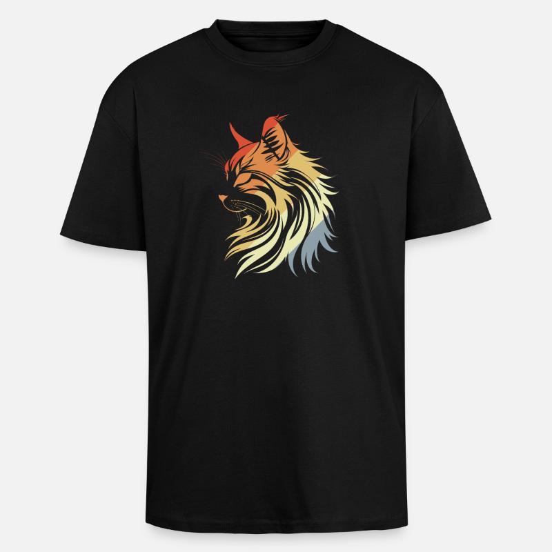 Style rétro du chat - T-shirt unisexe oversize épais - noir