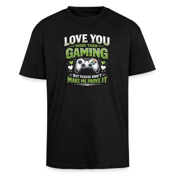 Lustiger Videospiel-Gamer-Konsolen-Controller-Humor - Oversized Heavyweight Unisex T-Shirt - Schwarz - Vorne - Alina (178cm) & Michal (187cm)