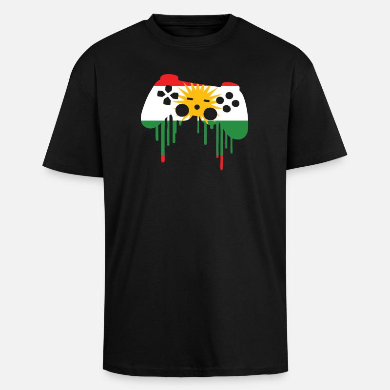 Drapeau de jeu kurde - T-shirt unisexe oversize épais - noir