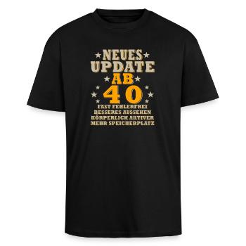 Update ab 40: Aktiv und Fit - Oversized Heavyweight Unisex T-Shirt - Schwarz - Vorne - Alina (178cm) & Michal (187cm)