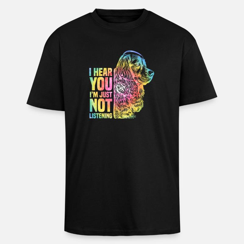 Regenbogen Tier Hund Cocker Spaniel - Oversized Heavyweight Unisex T-Shirt - Schwarz