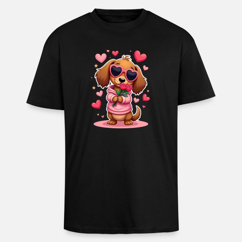 Dackel Dachshund Tekel - Oversized Heavyweight Unisex T-Shirt - Schwarz