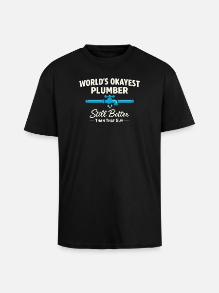 Pipe Whisperer, Plumber, Humor Gift - Unisex Oversized Heavyweight T-shirt - black