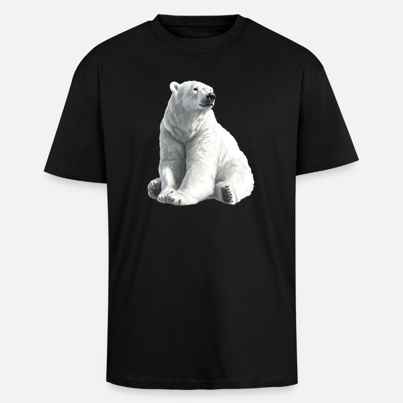 Polar Bär Illustration Eislicht - Oversized Heavyweight Unisex T-Shirt - Schwarz