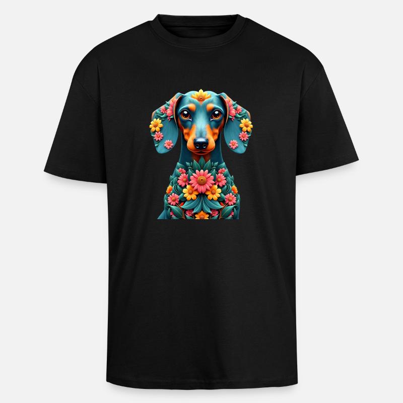 Dackel teckel teckel tekel - T-shirt unisexe oversize épais - noir