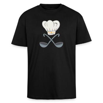 Toque - T-shirt unisexe oversize épais - noir - Devant - Alina (178cm) & Michal (187cm)
