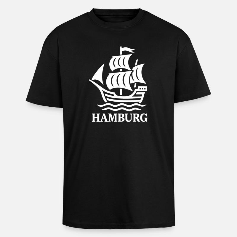Hamburg Cog – Maritime Sailing Ship - Unisex Oversized Heavyweight T-shirt - black