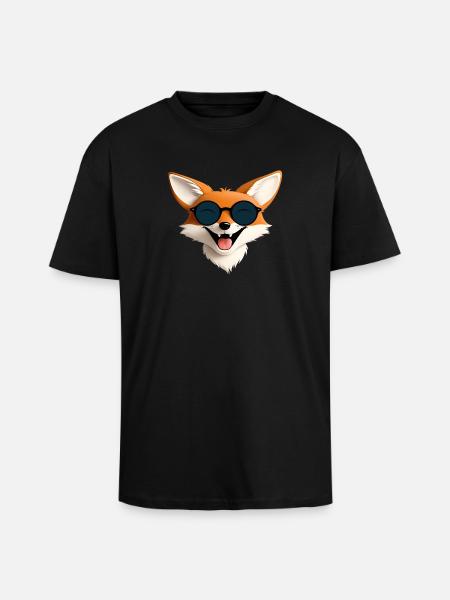 Fröhlicher Fuchs mit Sonnenbrille - Oversized Heavyweight Unisex T-Shirt - Schwarz