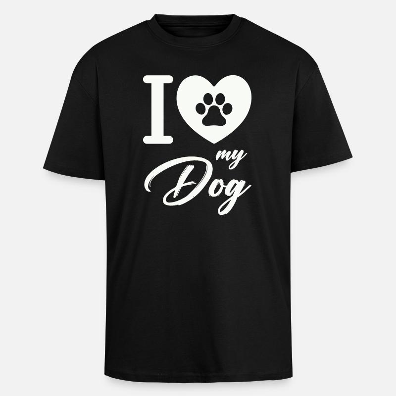 J’aime mon chien - T-shirt unisexe oversize épais - noir