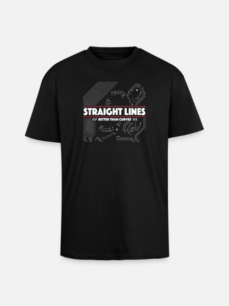 Straight lines instead of curves - Unisex Oversized Heavyweight T-shirt - black