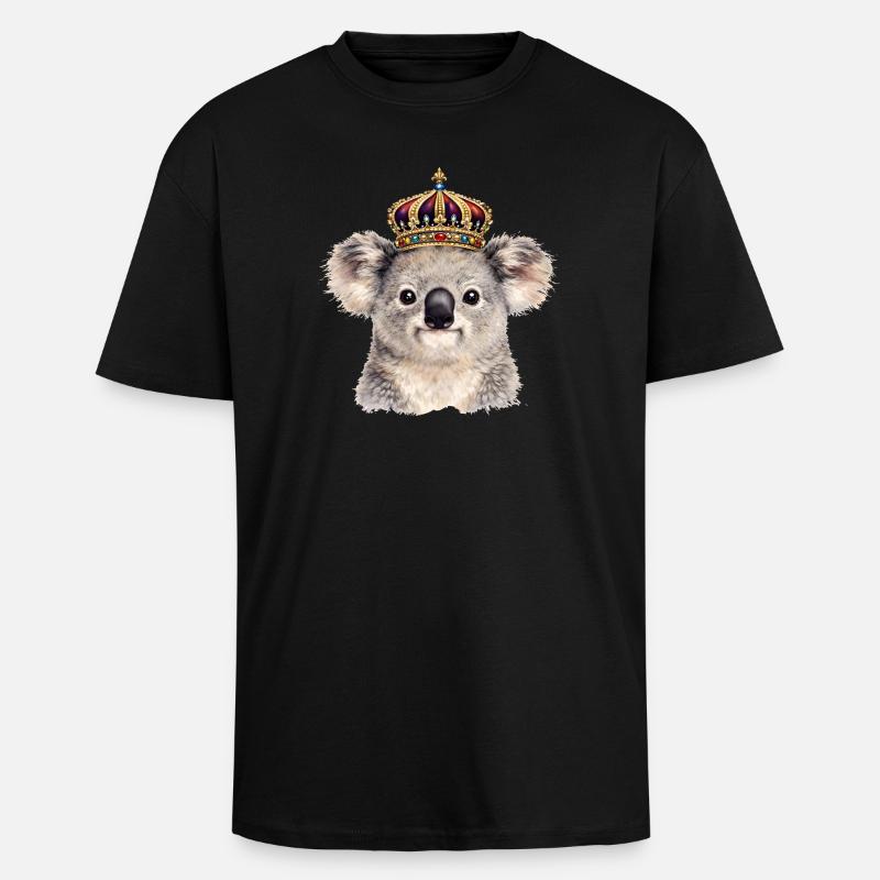 Royal koala with crown - Unisex Oversized Heavyweight T-shirt - black