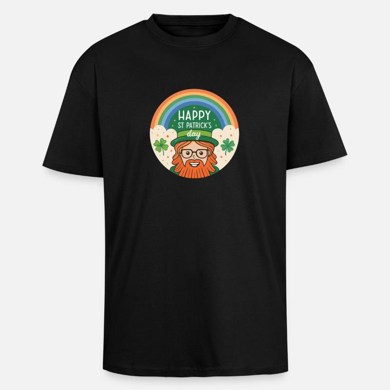St. Patrick's Regenbogen-Kobold - Oversized Heavyweight Unisex T-Shirt - Schwarz